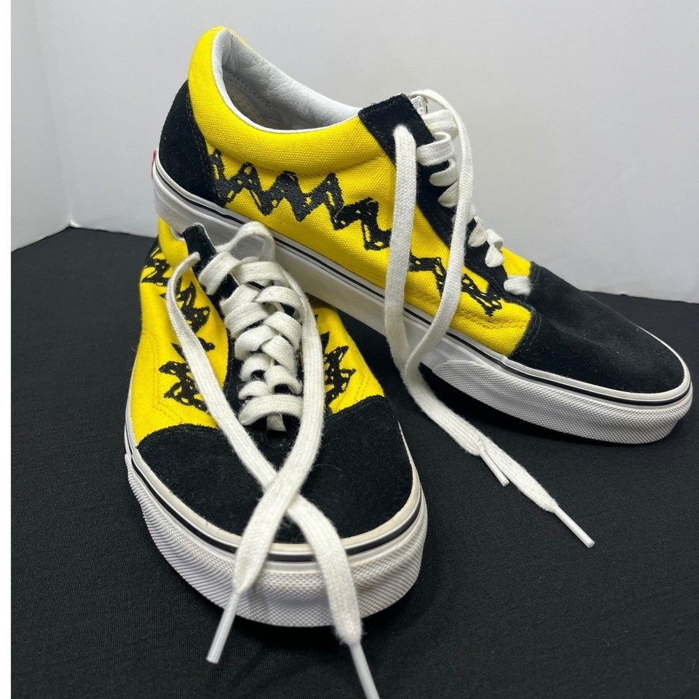 Vans x Peanuts Old Skool Charlie Brown Yellow Black Sneakers Men 10.5 500714